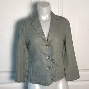 HEI HEI ANTHROPOLOGIE KHAKIE LINEN‎ COTTON BLAZER